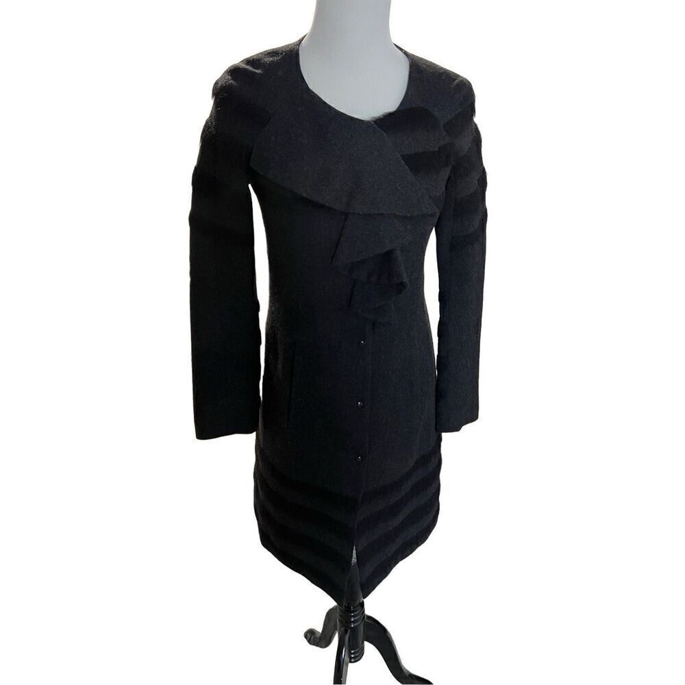 Poleci black coat jacket wool blend size 2